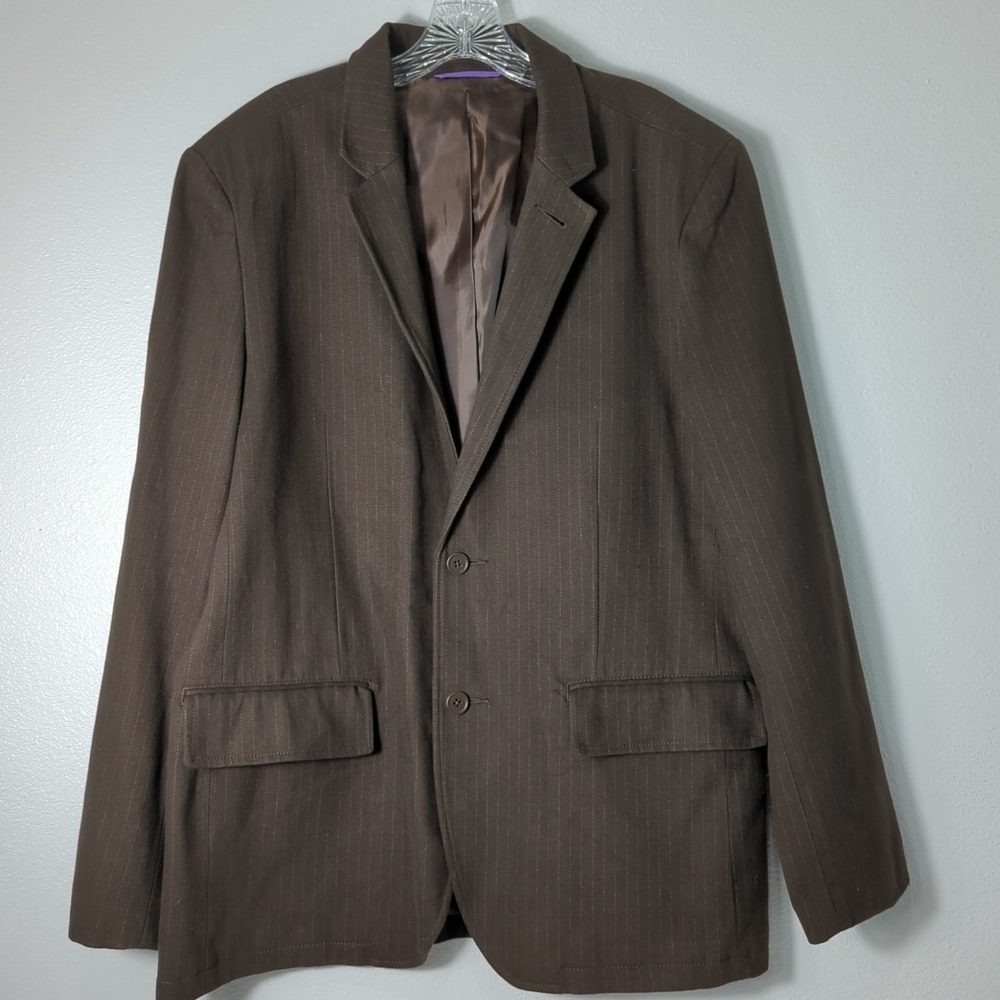 Gap Mens‎ Size Large 2 Button Brown Pin Strip Cotton Blazer 102